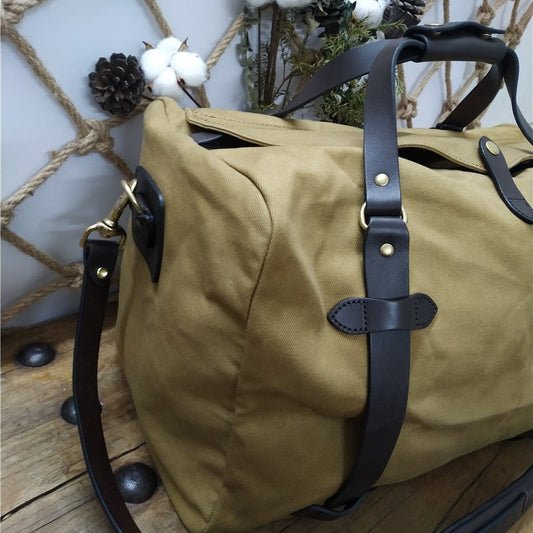 Men's American Waterproof Canvas Traveling Cowhide Medium Men's Handbags