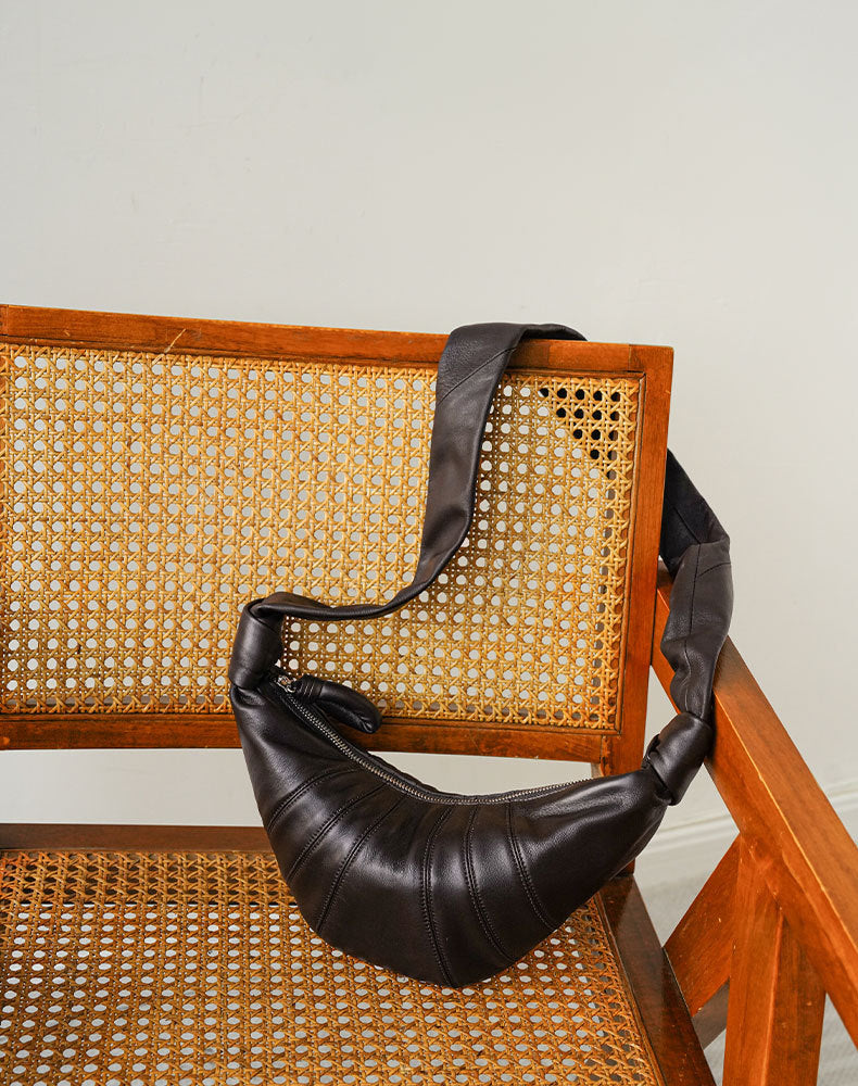 Women's Sheepskin Dumpling Genuine Leather Croissant Ode Shoulder Bags
