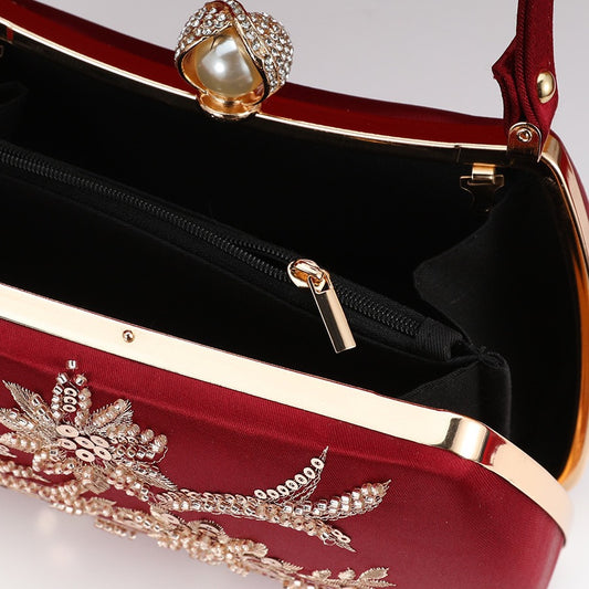 Women's Fashion Vintage Embroidery Dress Wedding Dinner Frame Handbags