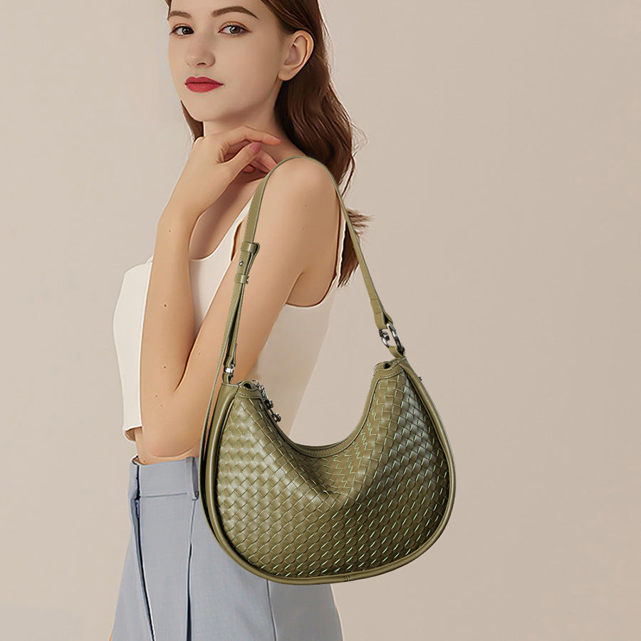 Women's Leather Selenodont Large Capacity Commuter Hand-woven Bags