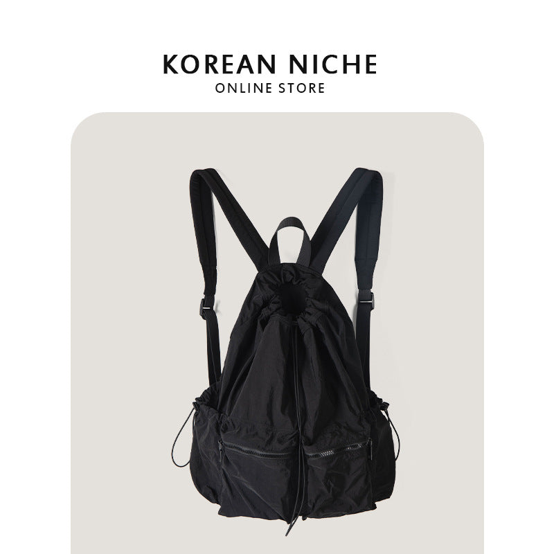 Women's Korean Style Niche Drawstring Leisure Lightweight Backpacks