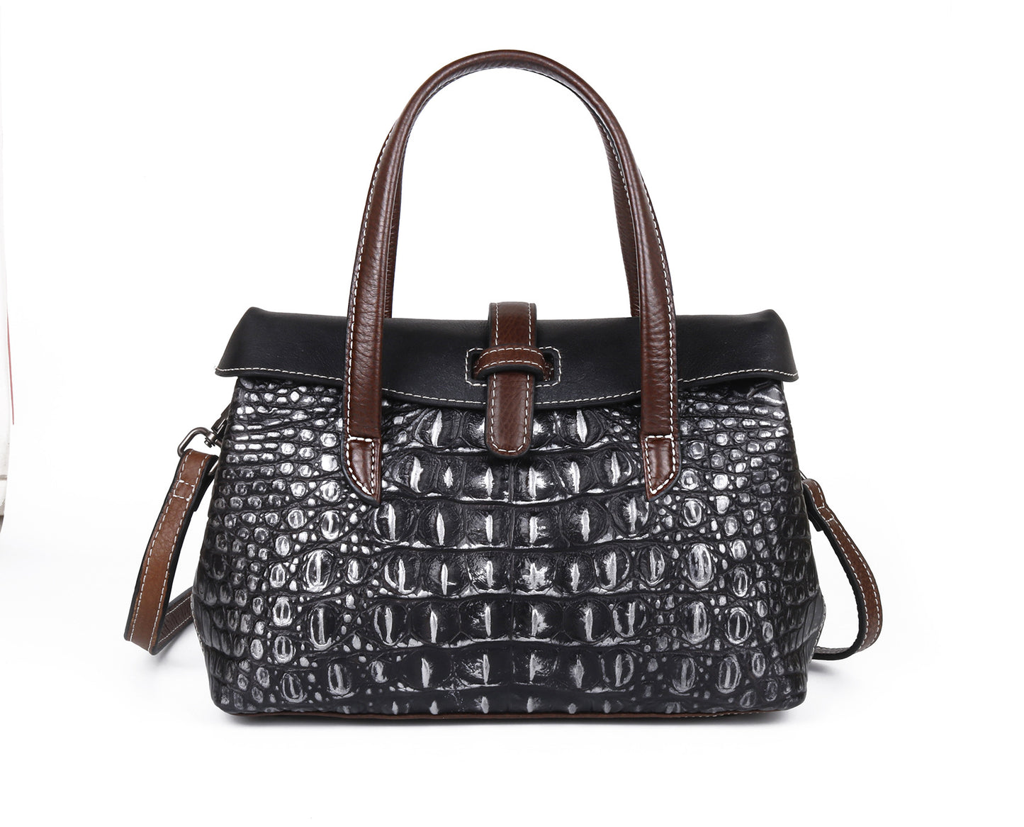 Women's First Layer Cowhide Embossed Crocodile Pattern Shoulder Bags