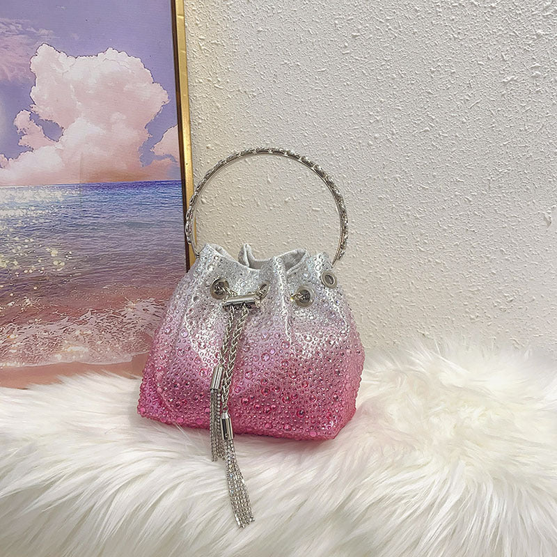 Shiny Colorful Crystals Polka Dot Niche High Handbags