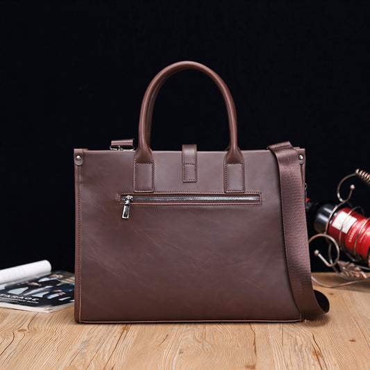 Women's & Men's & Crazy Horse Leather Shaping Business Men's Handbags