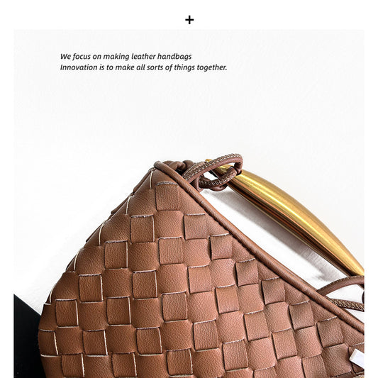 Women's Designer Woven Metal Advanced Dumpling Genuine Shoulder Bags