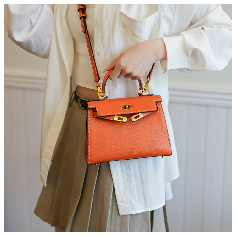Retro Kelly Palm Pattern Genuine Leather Shoulder Bags