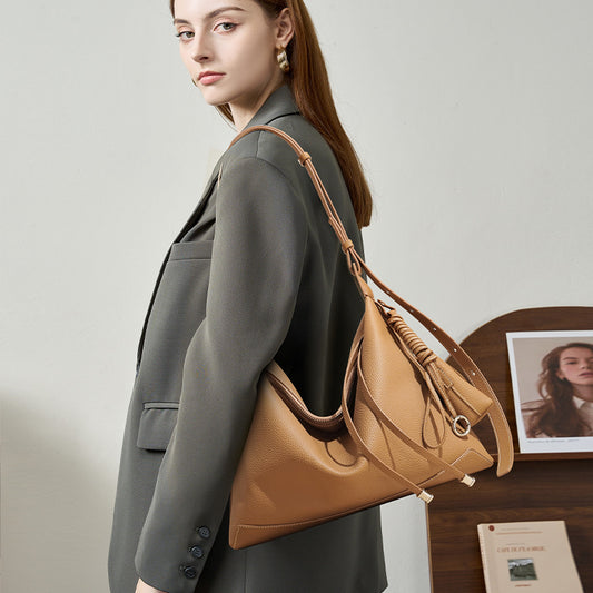 Women's Niche First Layer Cowhide French High Shoulder Bags