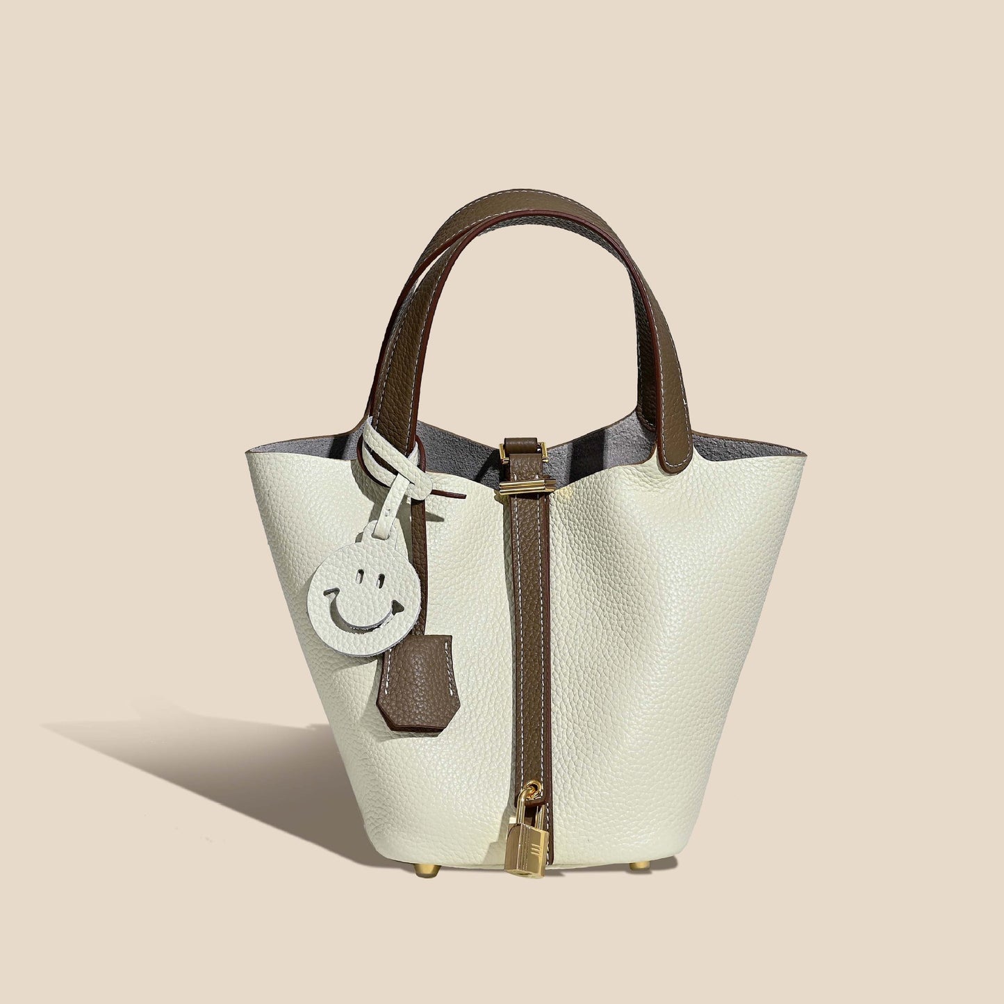 Women's Layer Cowhide Vegetable Basket Versatile Genuine Handbags