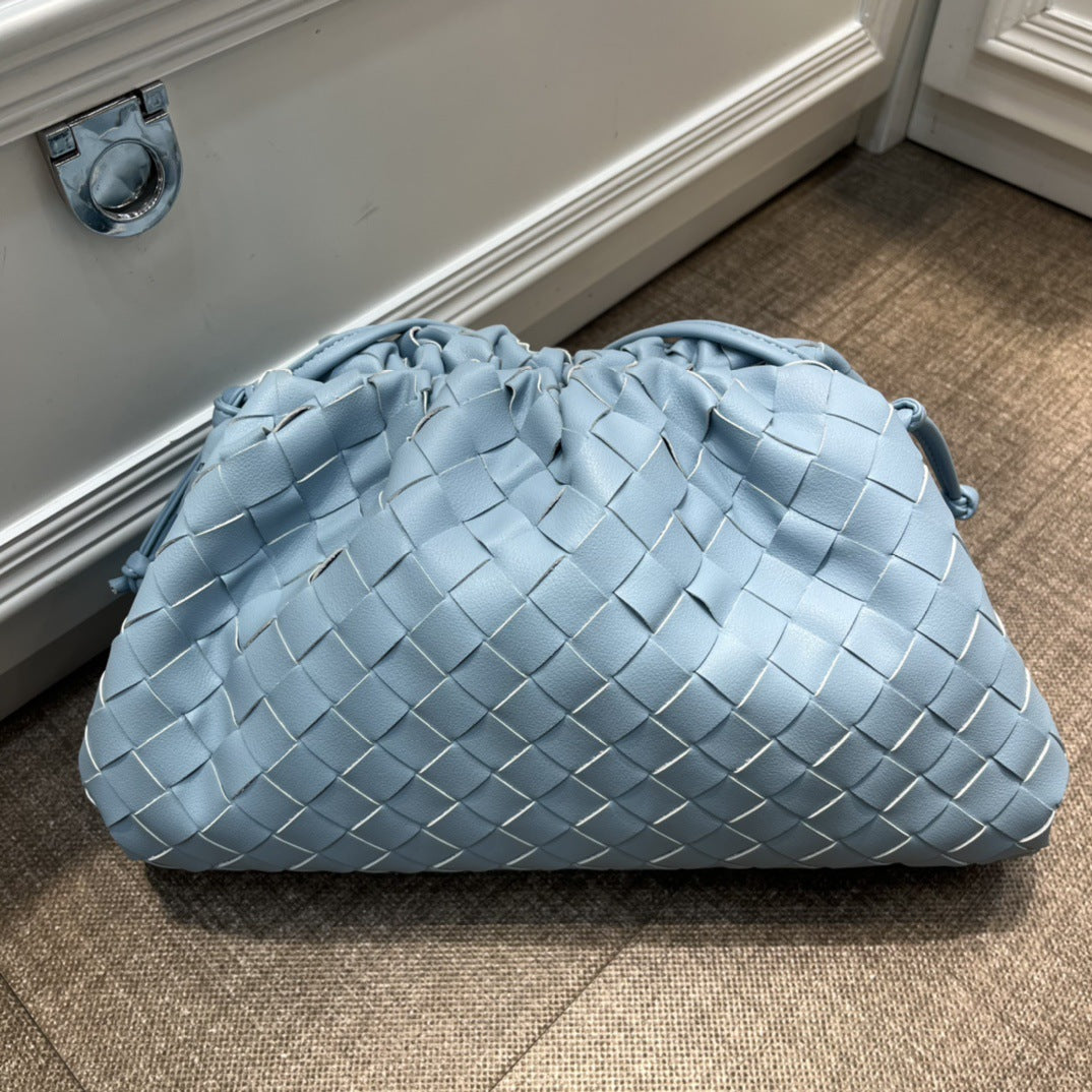Women's Pleated Wind Woven Cloud Genuine Leather Magnetic Crossbody Bags