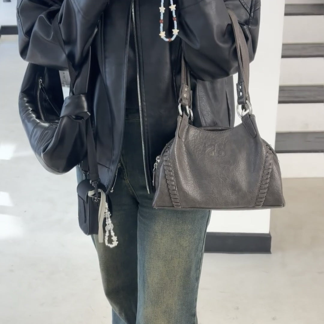 Hobo Leather Motorcycle Underarm Large Capacity Shoulder Bags