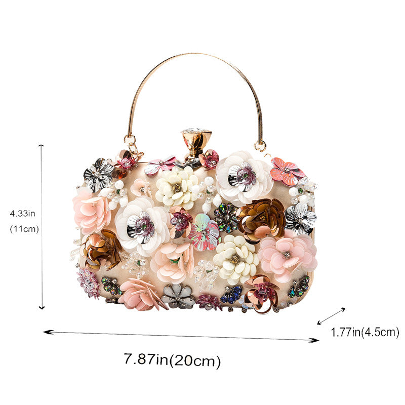 Handmade Pearl Embroidery Flowers Banquet Lady Evening Bags
