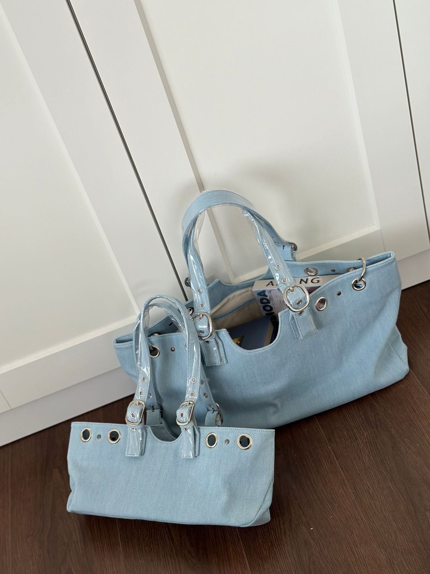 Fashion Women's Large Motorcycle Hot Rivet Tote Bags