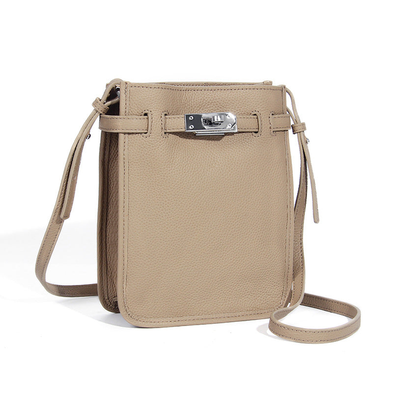Women's High-grade Large Capacity Minority Simple Genuine Crossbody Bags