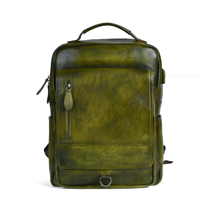 Style Top Layer Cowhide Large Capacity Backpacks