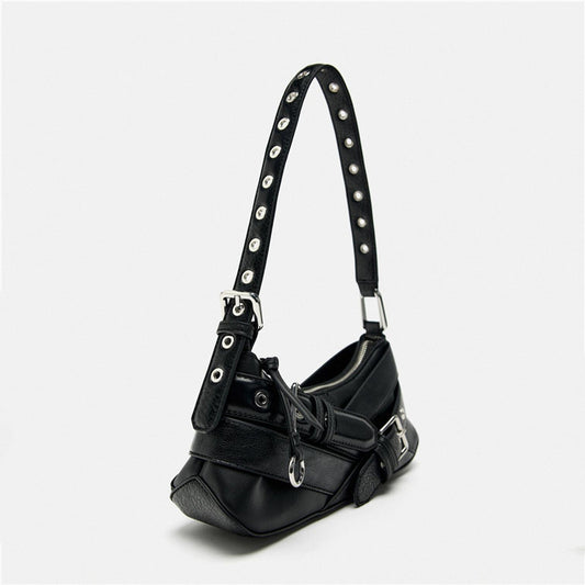 Women's Spring Black Waistband Fashion Underarm Motorcycle Bags