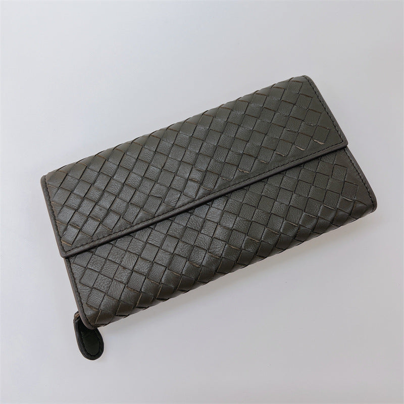 Fashion Long Lady's Sheepskin Woven Clutch Ladies Wallets