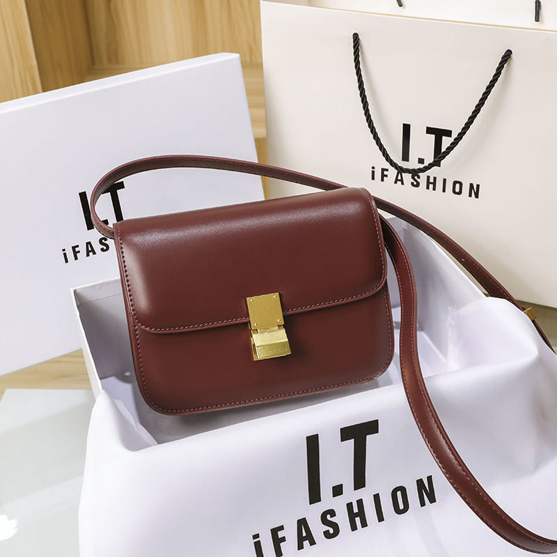 New Women's Genuine Leather Tofu Fashionable Shoulder Bags