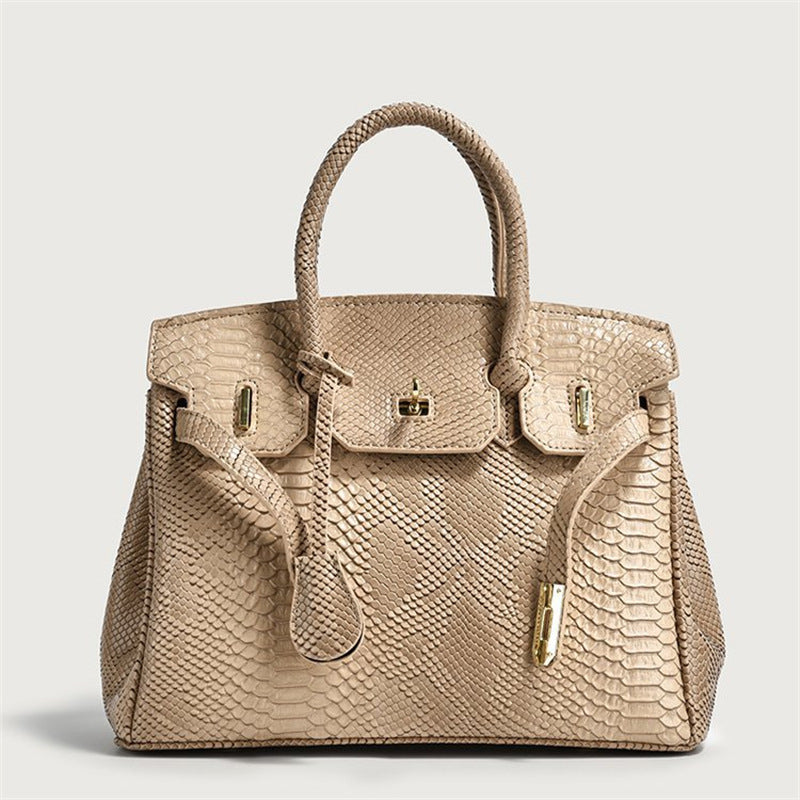Women's Snakeskin Pattern Platinum Trendy Large Capacity Handbags