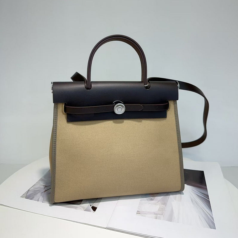 Graceful Classy Attractive Leather With Canvas Handbags