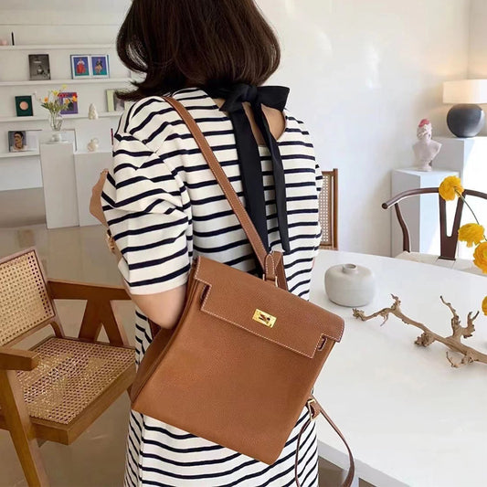 Women's Retro High-grade Kelly Genuine Leather Backpacks