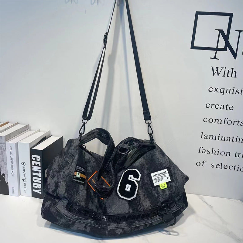 Women's Trendy Retro Denim Fashion Big Zipper Large Shoulder Bags