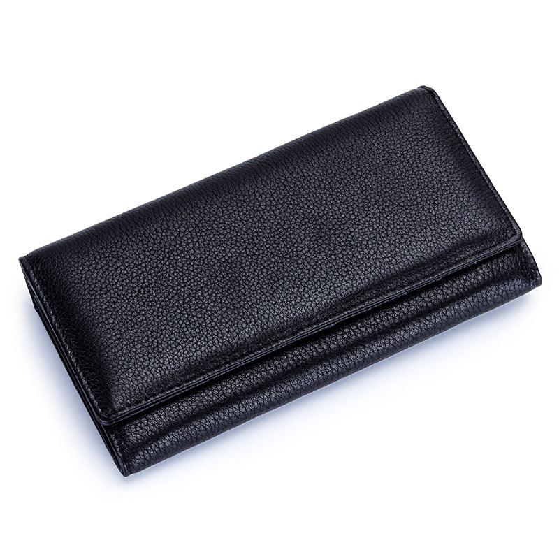 Women's Natural Fall Long Simple Genuine Leather Large Ladies Wallets