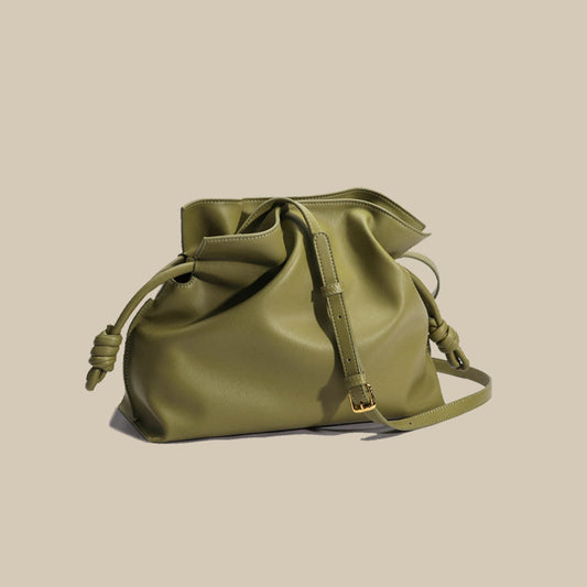 Women's Genuine Leather Lucky Medium Drawstring Versatile Crossbody Bags