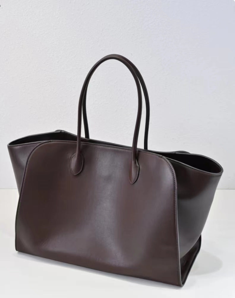 Unisex Fashion Litchi Grain Cowhide Large Shoulder Bags