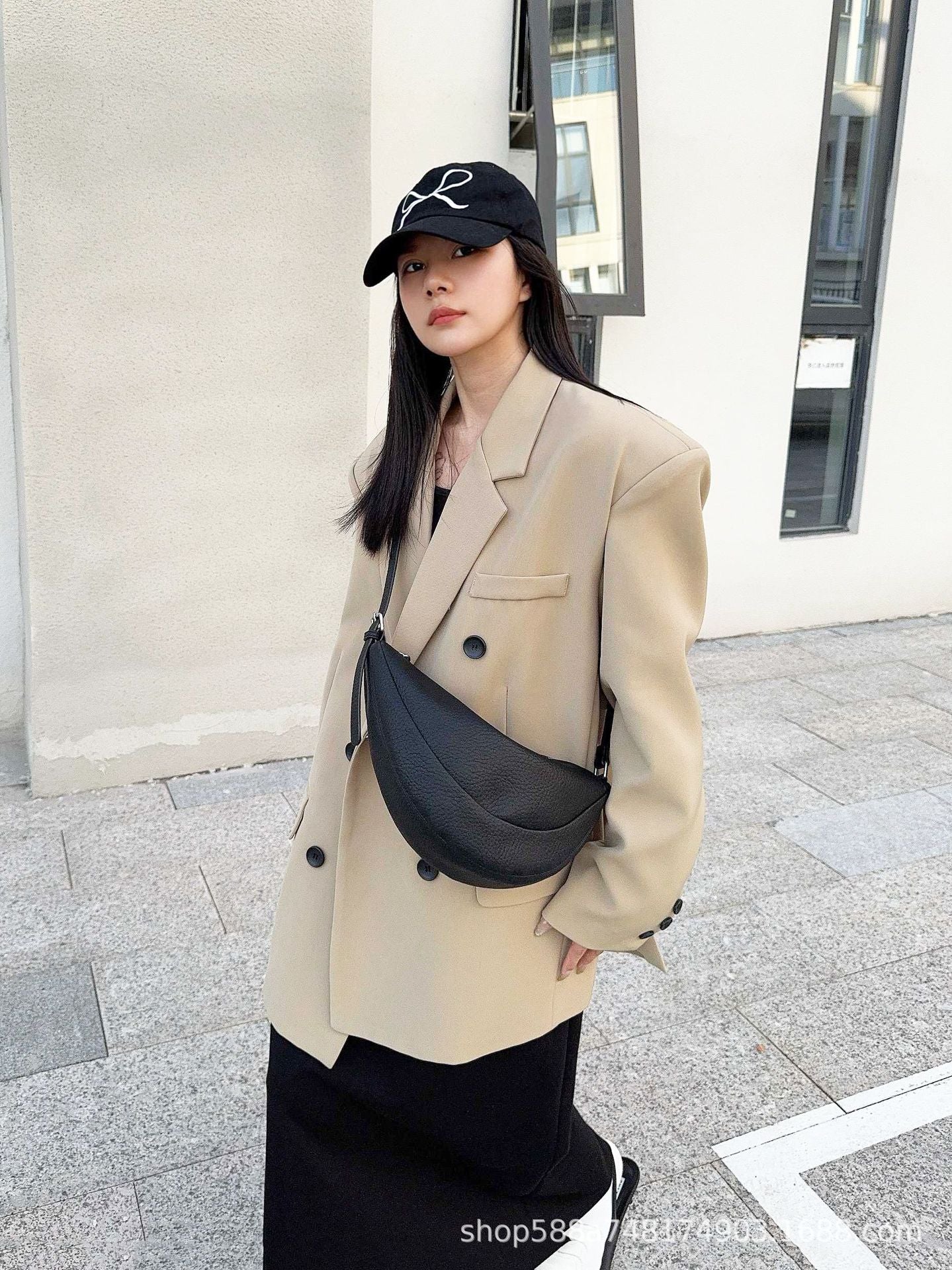 Women's Litchi Pattern Leather Can Be Praised Crossbody Bags