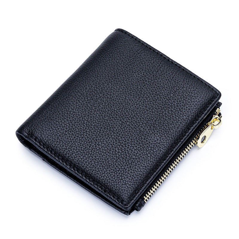 Women's Pure Leather Short High-grade First Layer Cowhide Natural Ladies Wallets