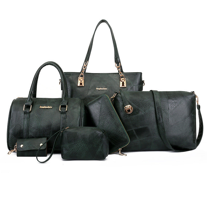 Women's Fashion Simple Leather Pattern Set Mother Shoulder Bags