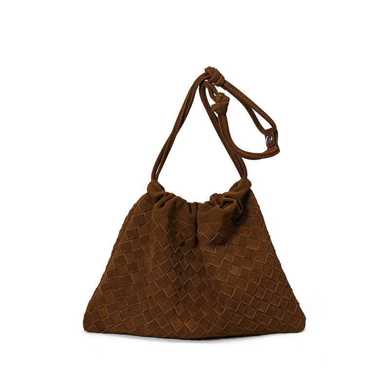 Women's Leather Woven Carrying High Sense Light Shoulder Bags