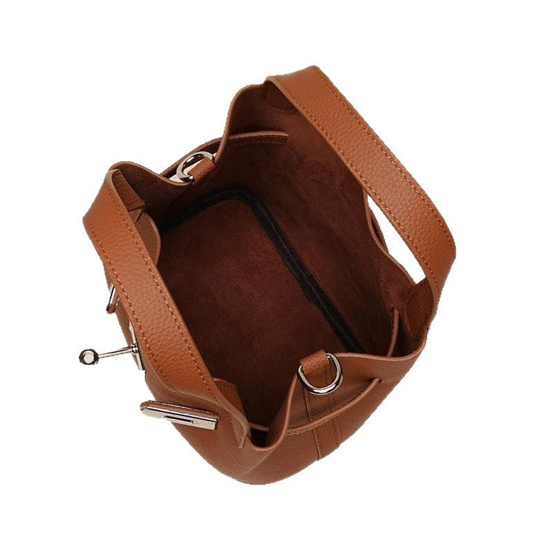 Comfortable Women's Basket Cowhide High-grade Light Shoulder Bags