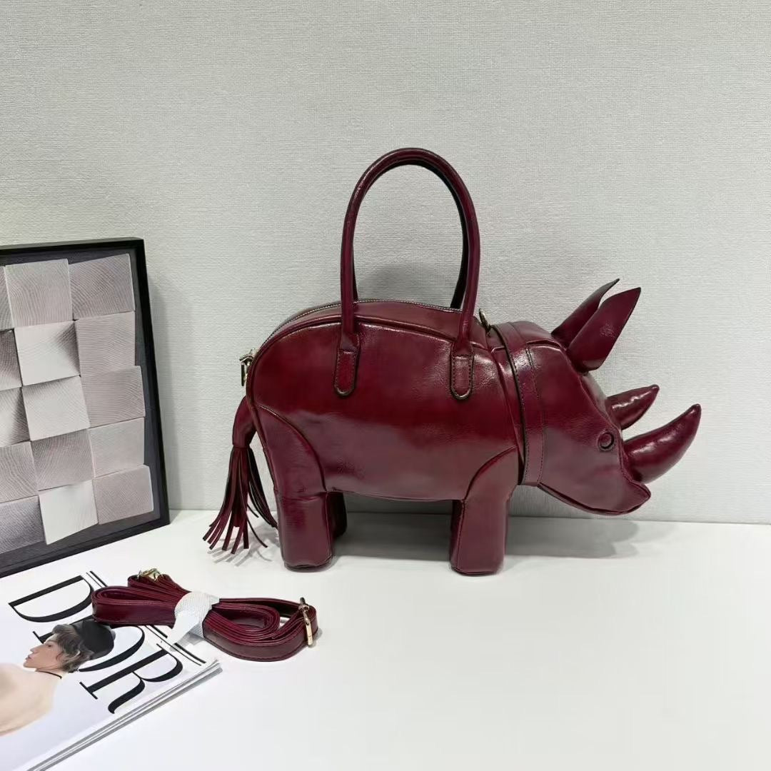 Durable Creative Funny Animals Rhino Shape Handbags