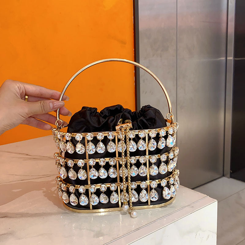 Chain Crystal Dinner Hollow Bird Cage Vegetable Handbags