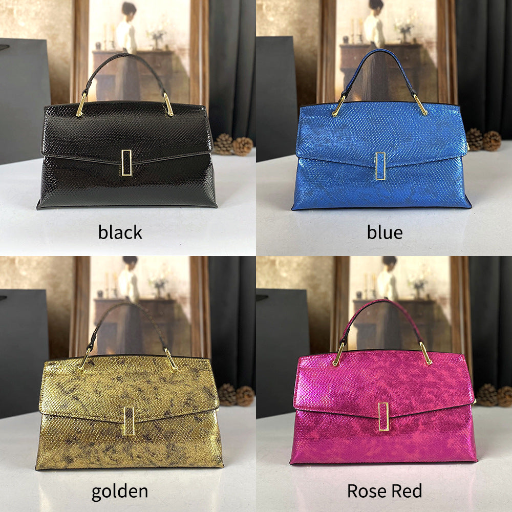 Mom Versatile High-grade Glossy Elegant Snake Pattern Handbags