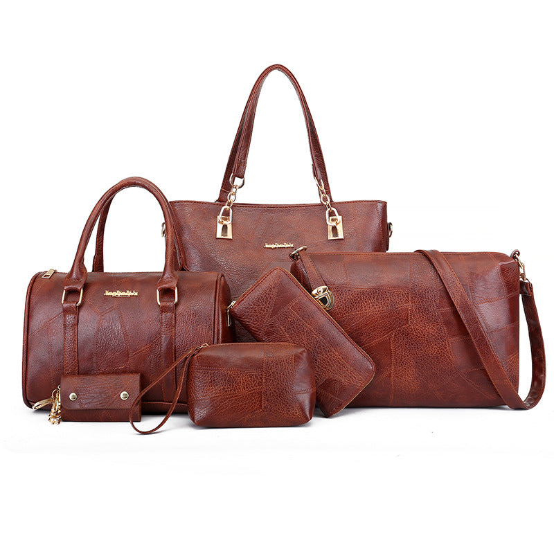Women's Fashion Simple Leather Pattern Set Mother Shoulder Bags