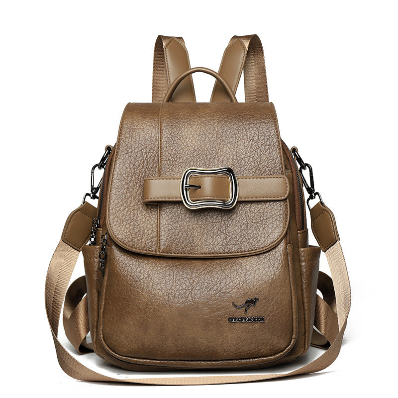 Women's Fashionable Large Capacity Leather Commuter Backpacks