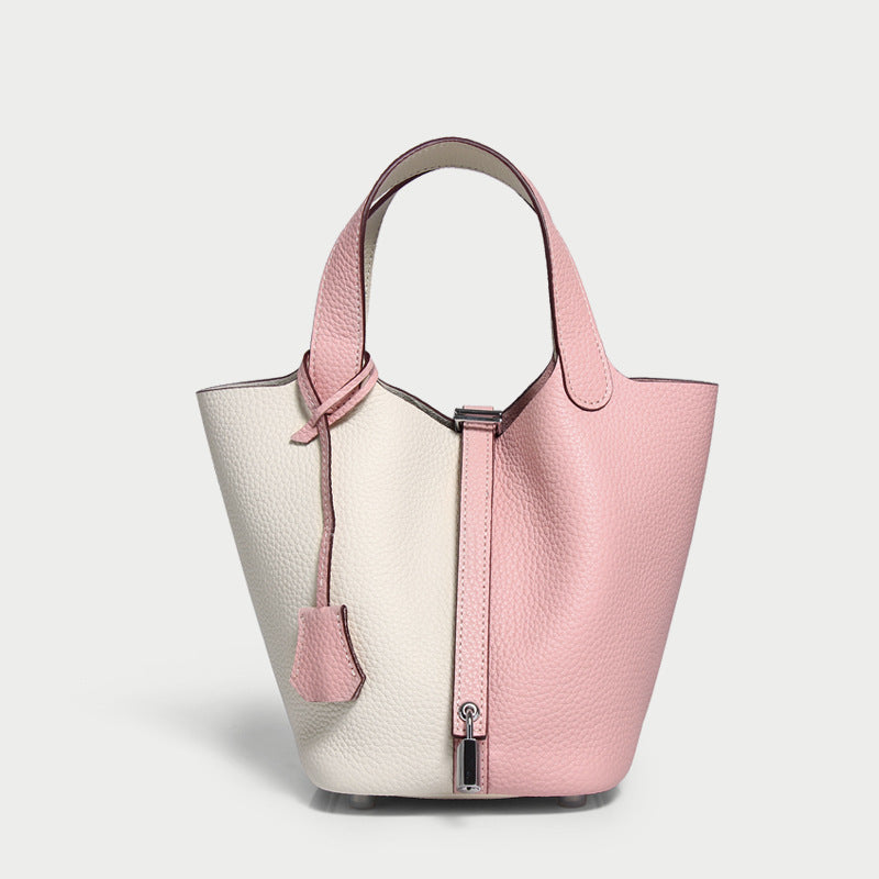 Women's Trendy Color Matching Vegetable Basket Large Capacity Handbags