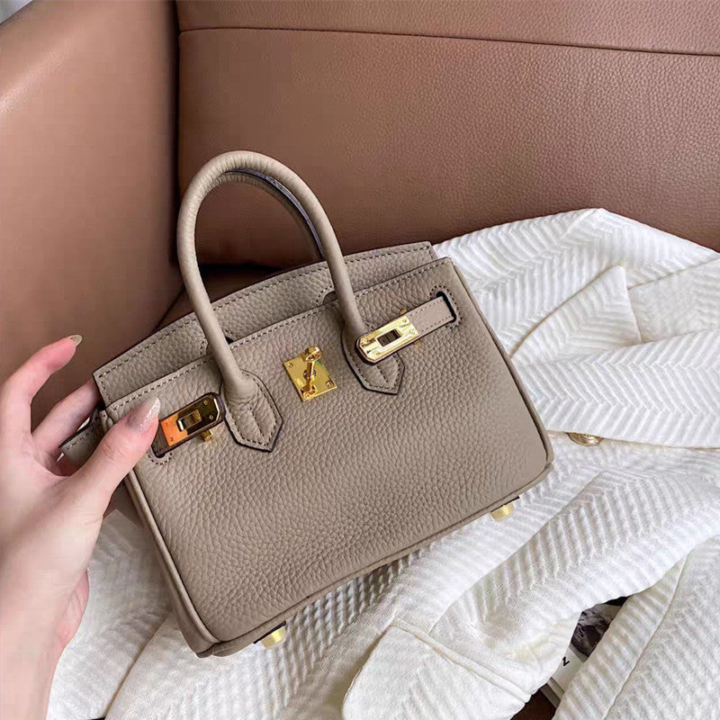 Women's Layer Cowhide Lychee Pattern Genuine Leather Handbags