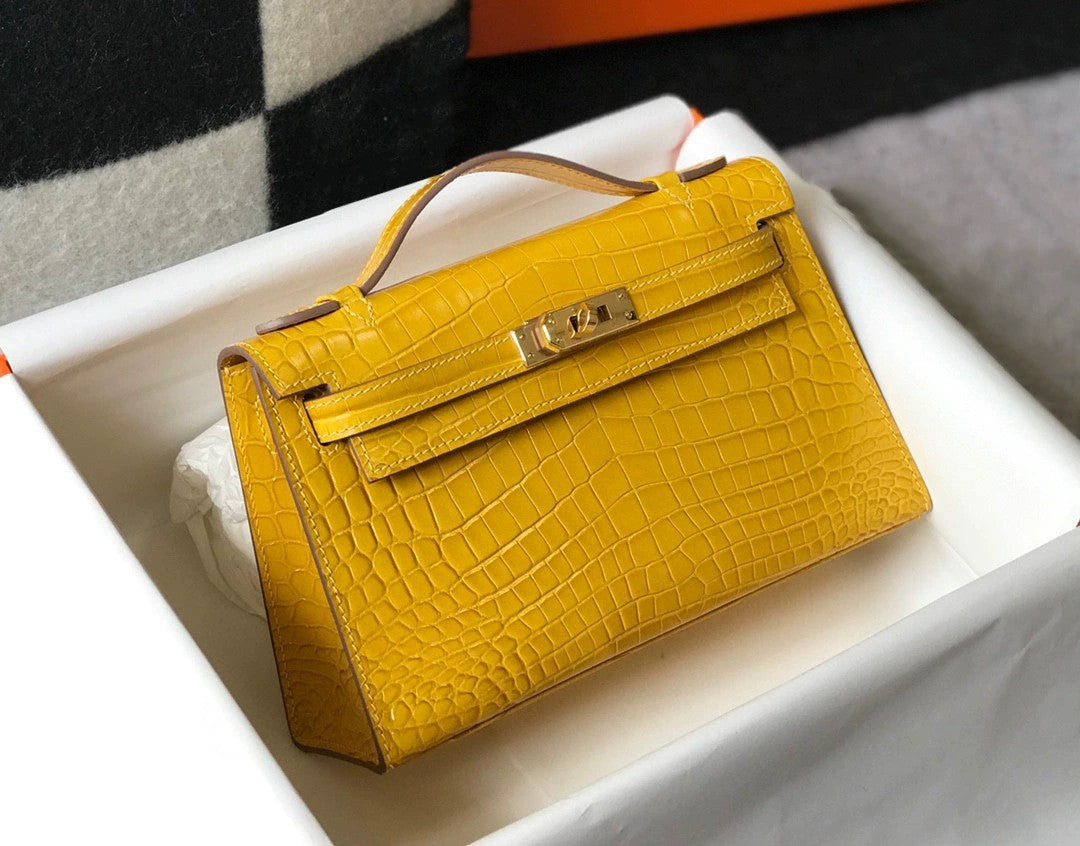Women's Crocodile Pattern Mini Generation Kelly Genuine Crossbody Bags