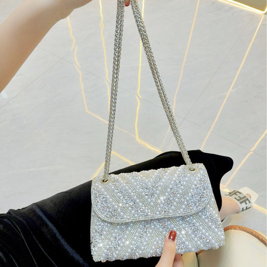 Women's Banquet Diamond Pearl Cheongsam Underarm Dinner Evening Bags