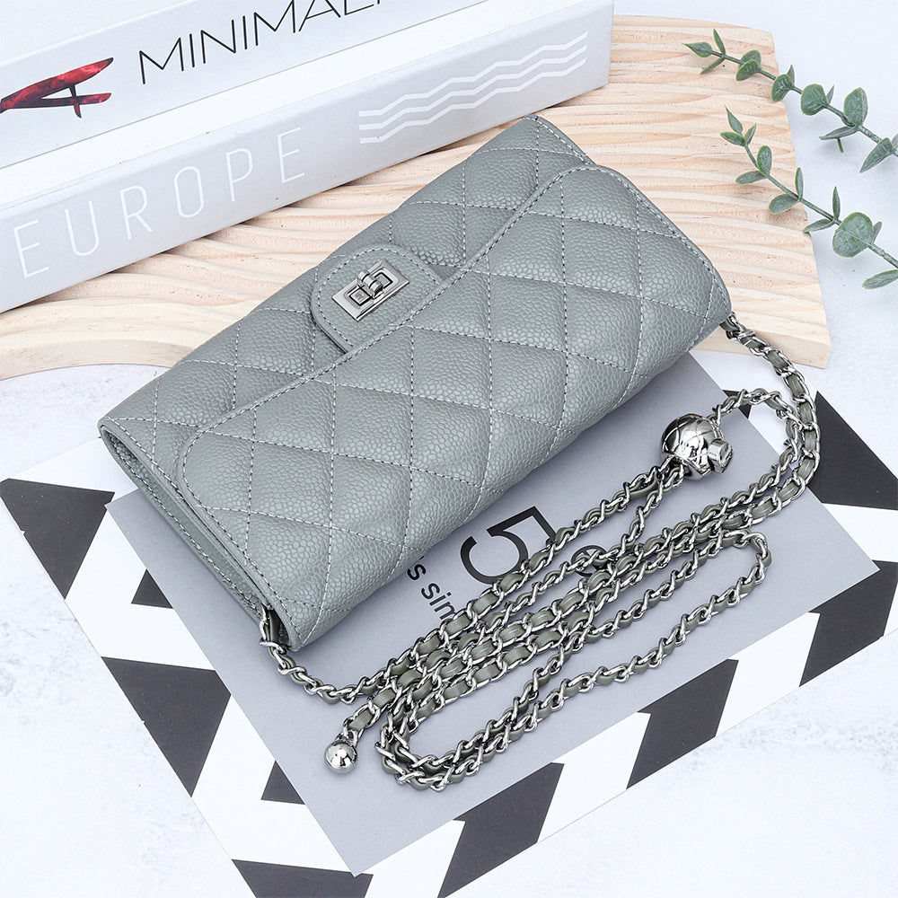 Women's High-grade Cowhide Caviar Pattern Chain Stylish Versatile Bags