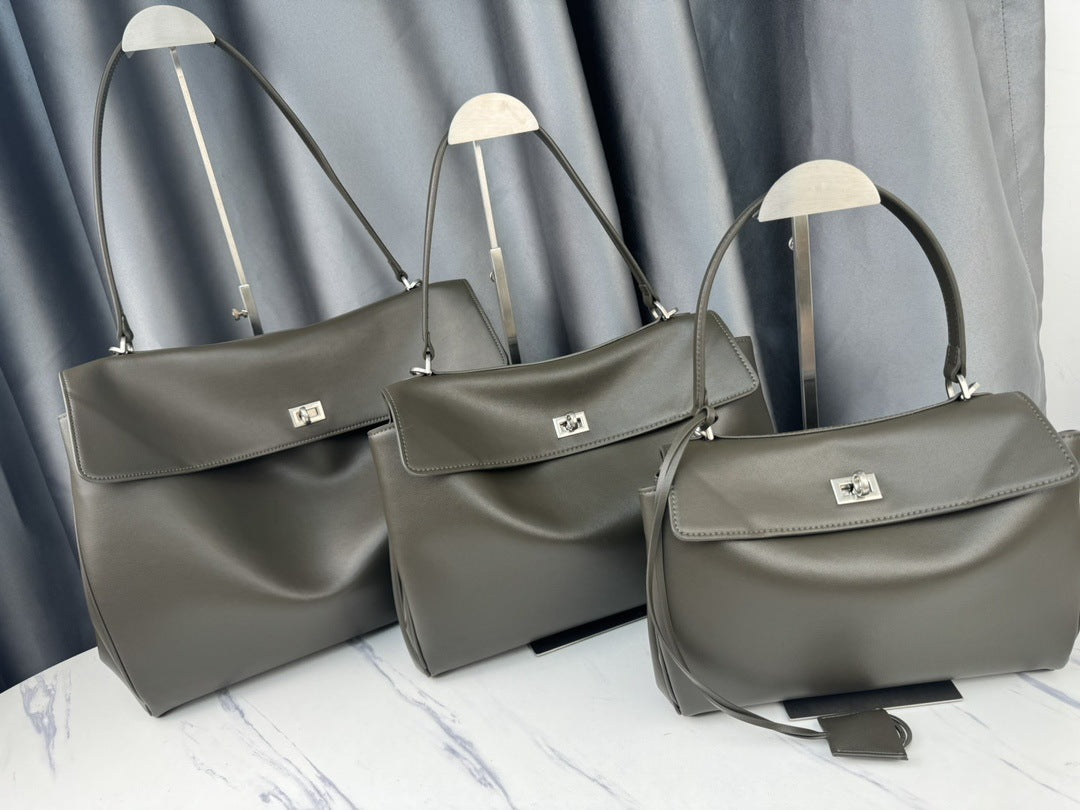 Retro Fashionable Cowhide Kelly Large Capacity Handbags