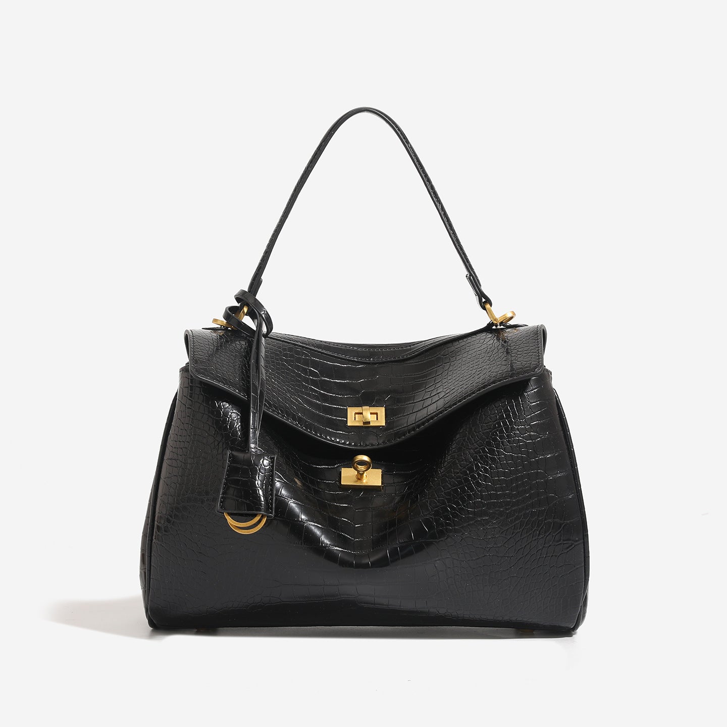 Women's Niche Idle Style Suede Crocodile Pattern Large Bags