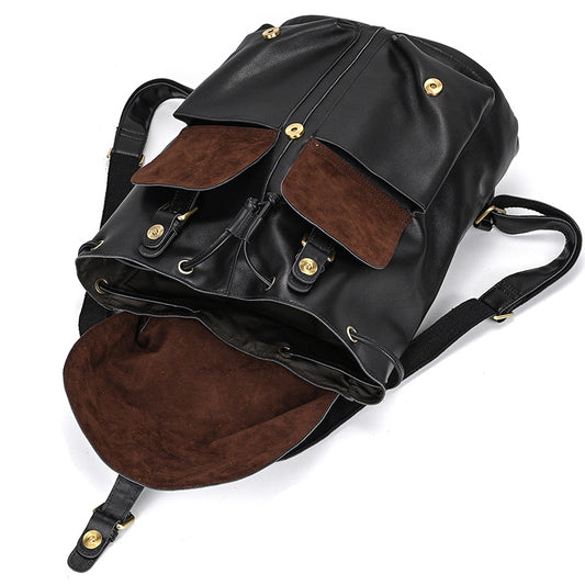 Women's & Men's & Leather Fashion First Layer Flip Backpacks