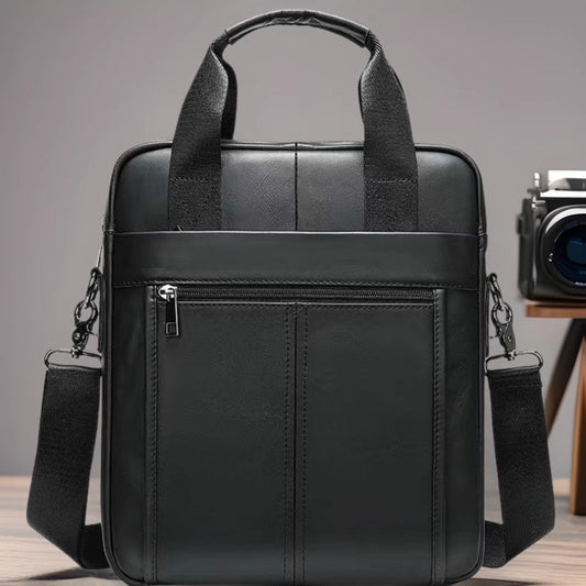 Men's Simple Vertical Design First Layer Cowhide Men's Handbags