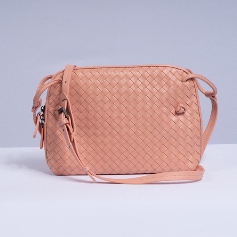 Women's Sheepskin Large Capacity Green Hand-woven Leather Crossbody Bags