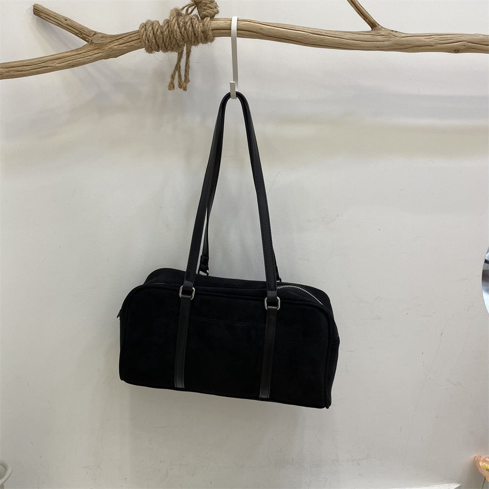 Women's Contrast Color Suede Autumn Fashion High Sense Bags