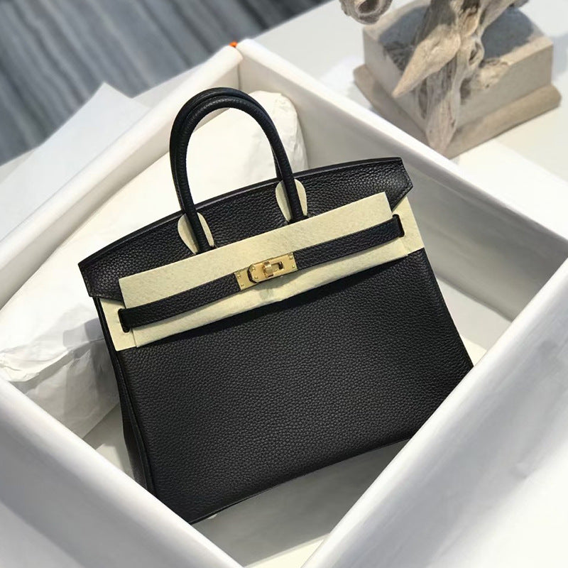 Women's First Layer Cowhide Lychee Pattern Leather Handbags